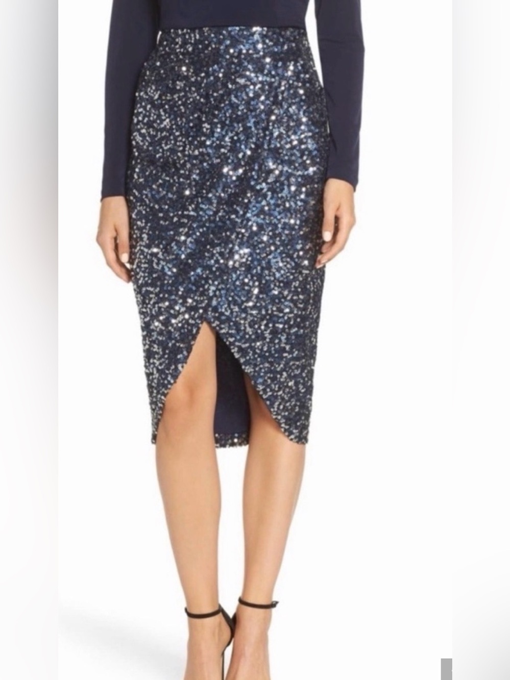 Eliza J Navy Blue Sequin Skirt